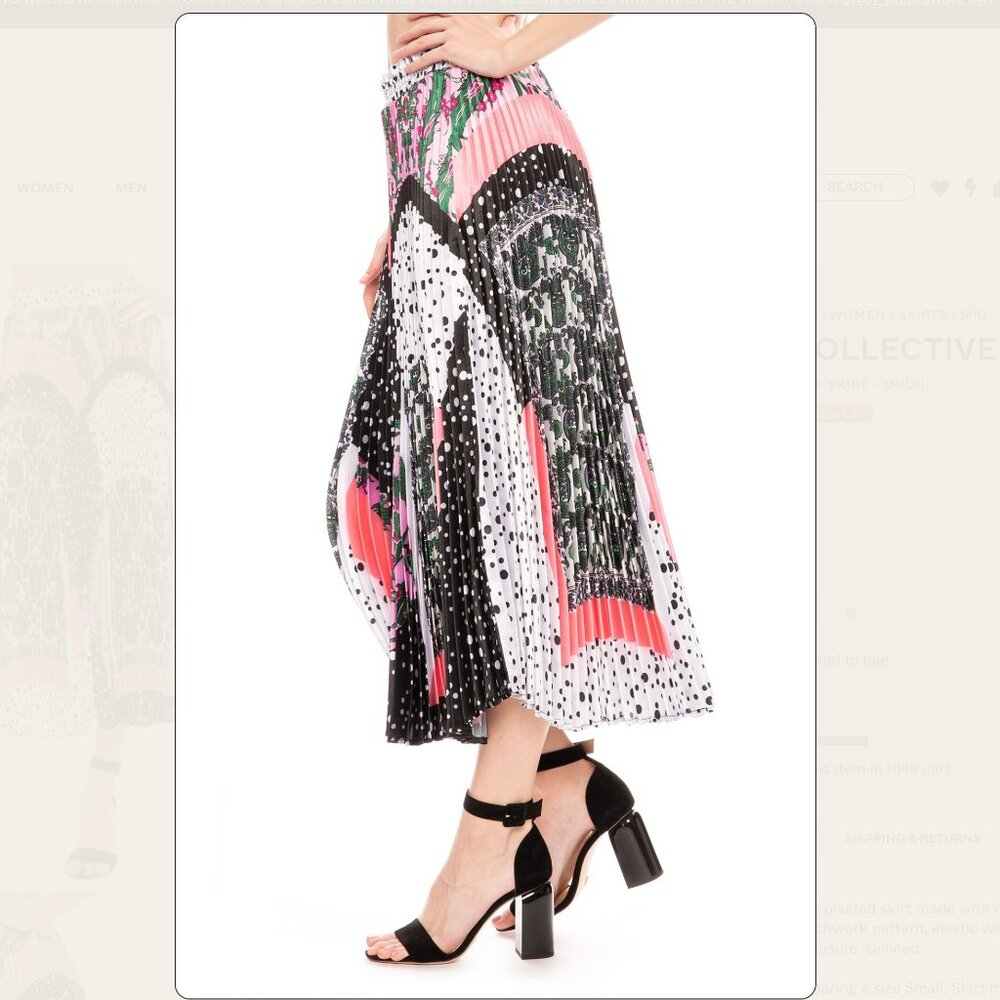 Delfi Collective Clara Patchwork Pleated Skirt Lg - image 3